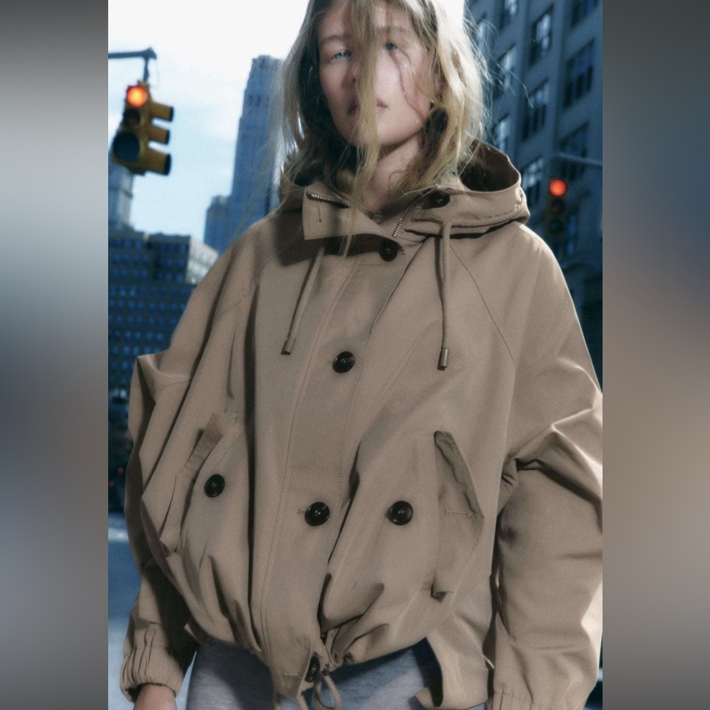 Zara Buttoned Short Parka